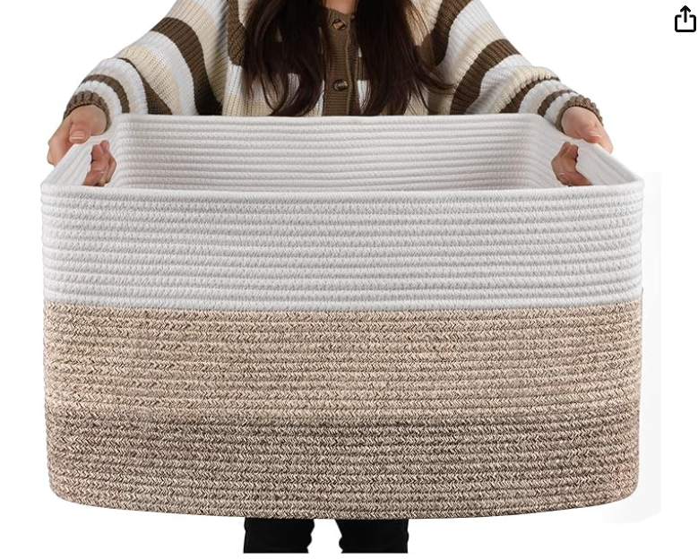 Large Blanket Woven Basket, buy on Amazon