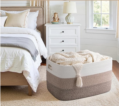Large Blanket Woven Basket, buy on Amazon