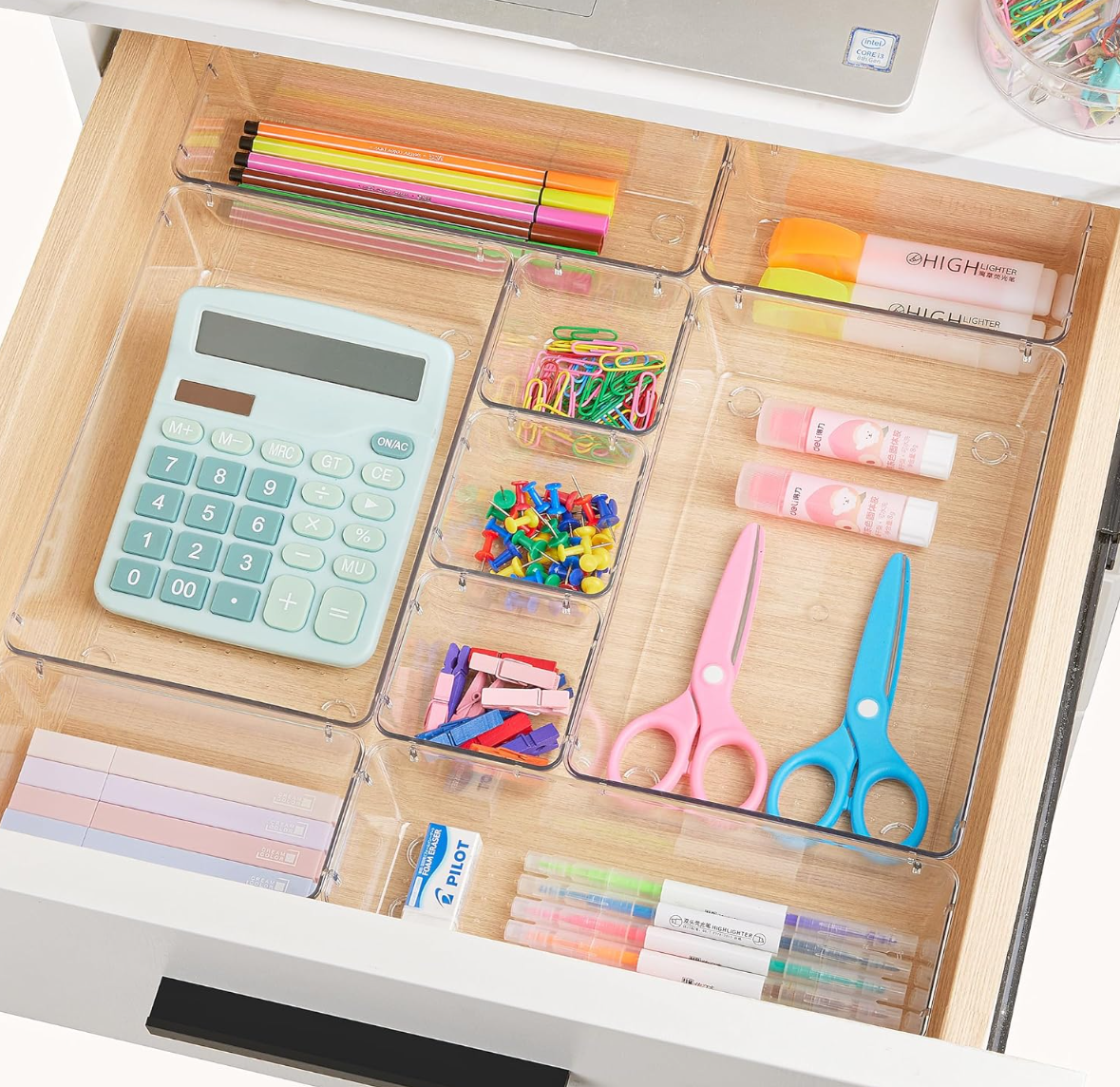 Clear Drawer Tray Organizers  25 pieces, plastic storage- buy on Amazon